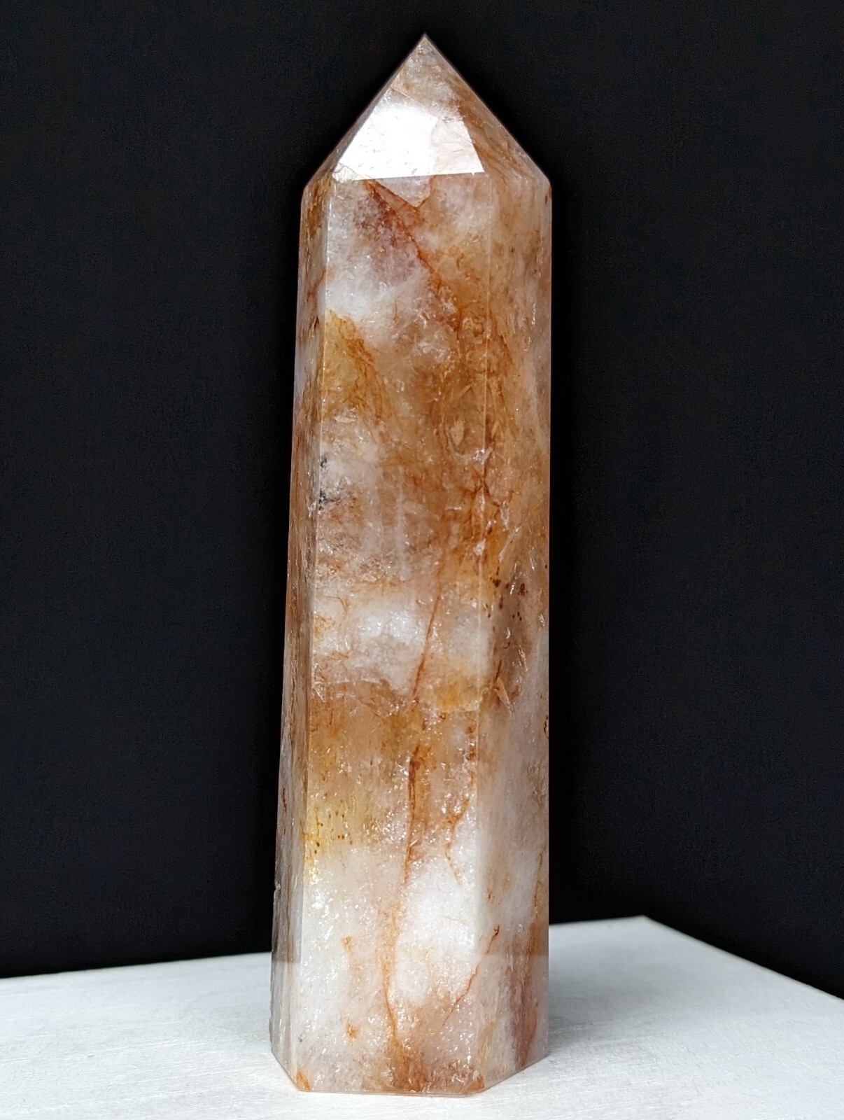 Red Fire Quartz Tower Point Crystal Large Big Tall Gemstone Wand Reiki Chakra
