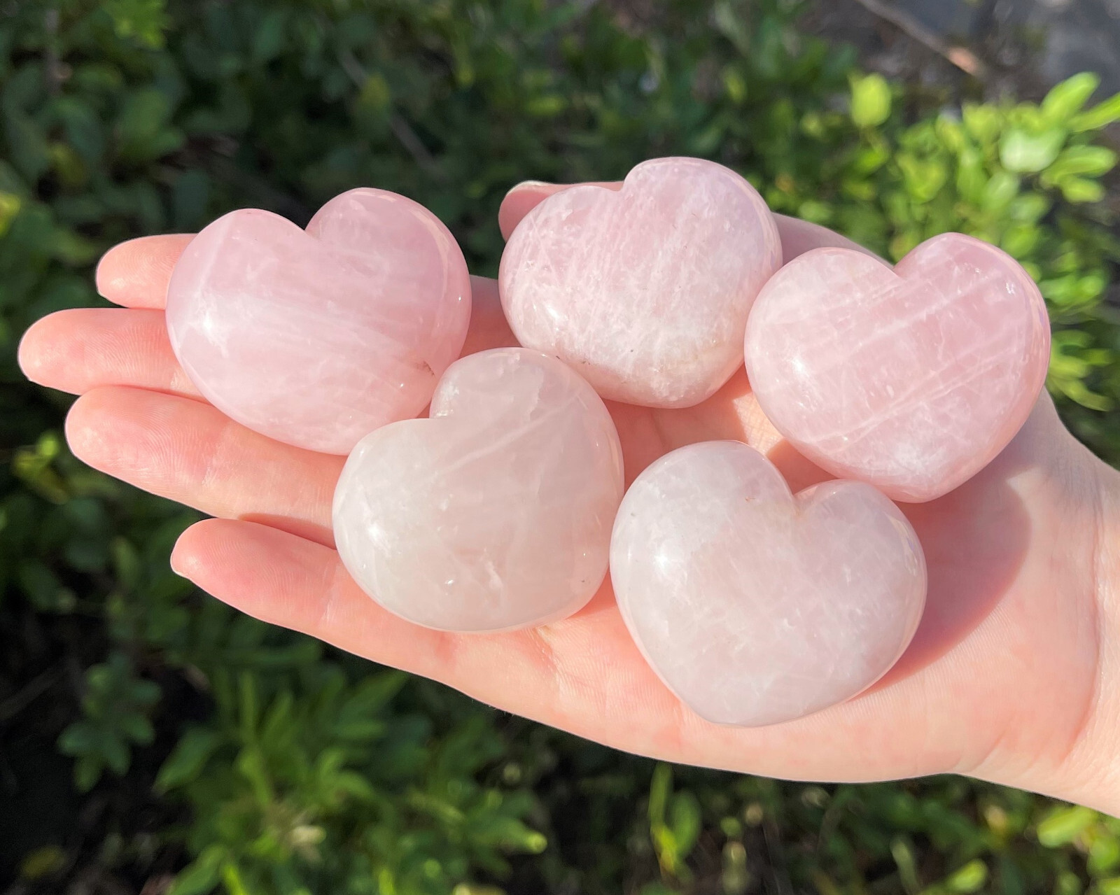Rose Quartz Heart: LARGE 1.5″ – 1.75″ (Crystal Gemstone Heart, Palm Stone)