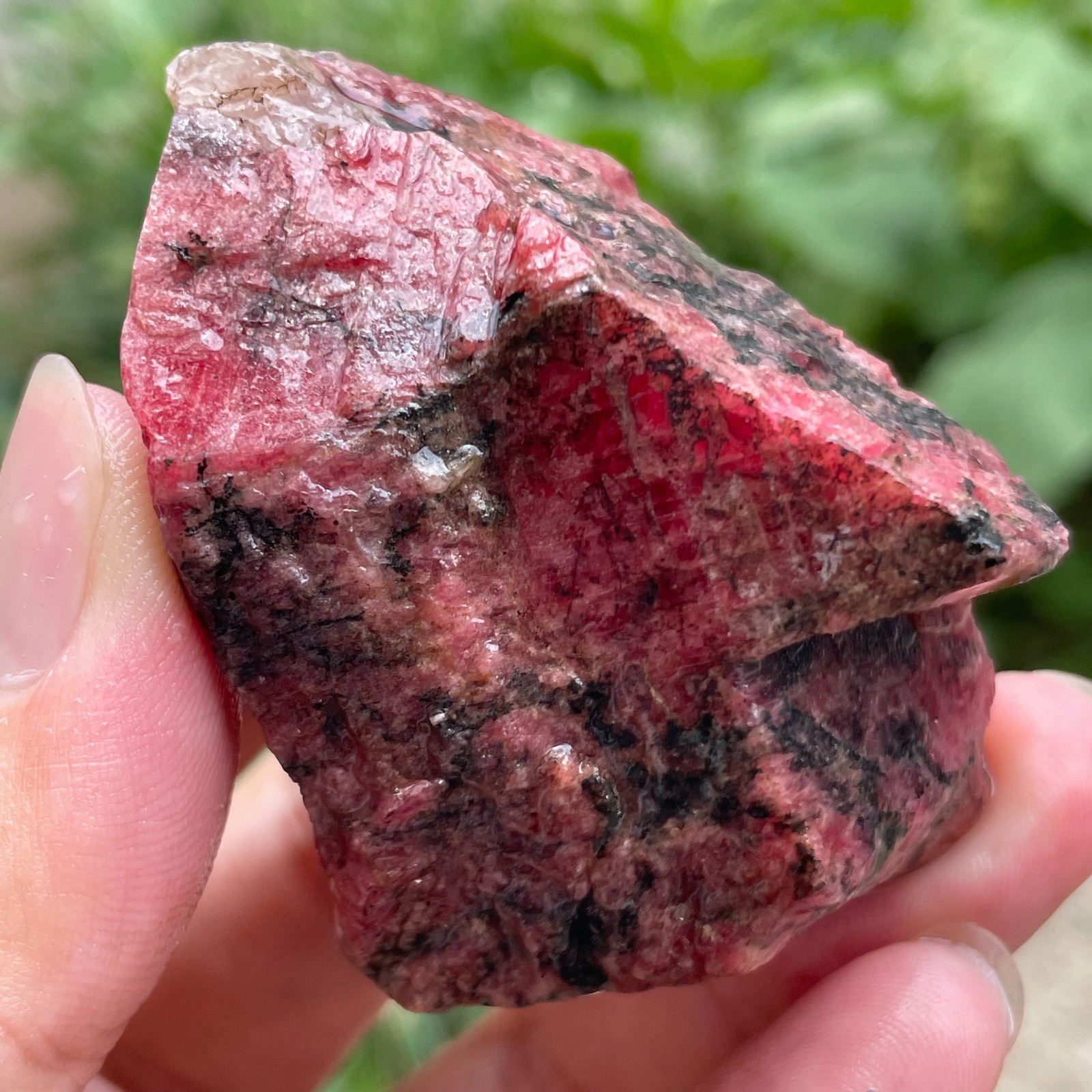 135g Small Raw Ore Red Black Rhodonite Quartz Gemstone Mineral Specimen