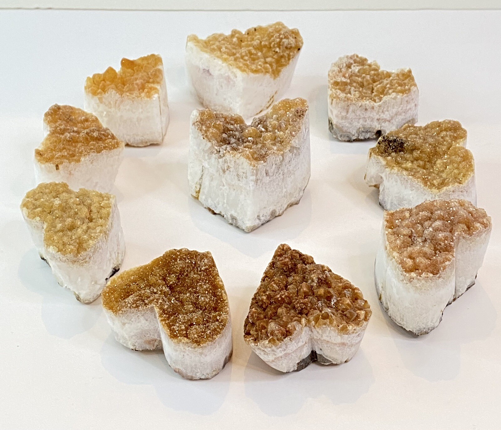 Genuine Raw Natural Tall Heart Shaped Citrine Crystal Geode Cluster – USA Seller