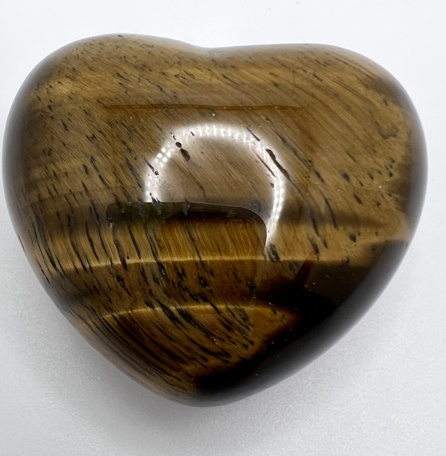 Tiger’s Eye Large Gemstone Heart, 1.75″ Polished Puffy Heart