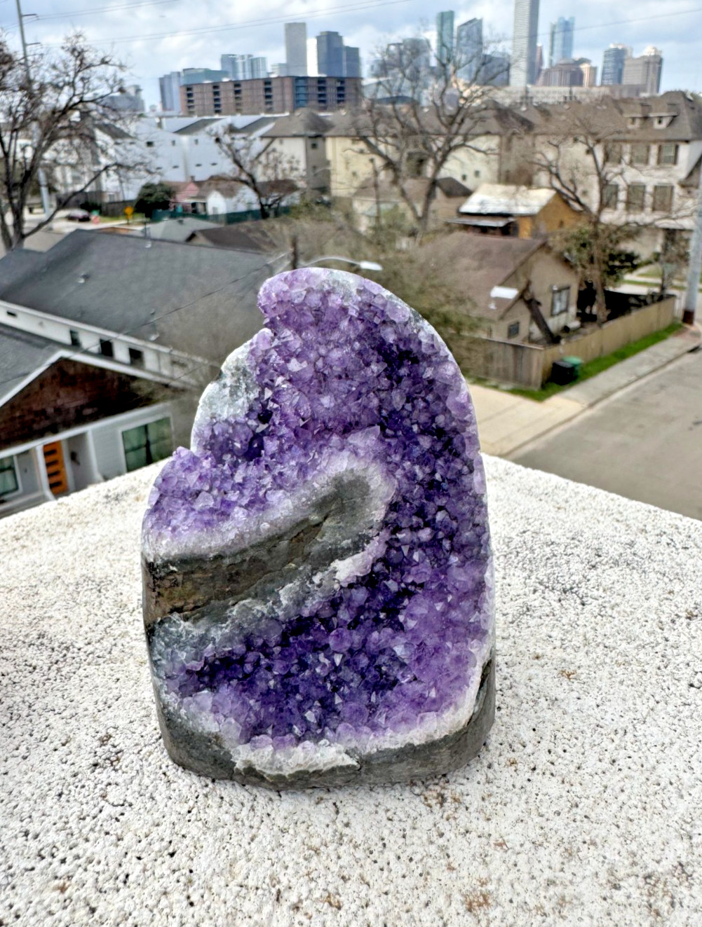 Amethyst Geode Crystal Cluster | 1 lb 4 oz | All Natural, Cut-Base |