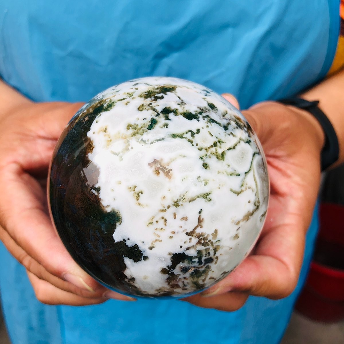 3 pieces 2080g Natural aquatic Agate Ball Quartz Crystal Sphere Healing 2115
