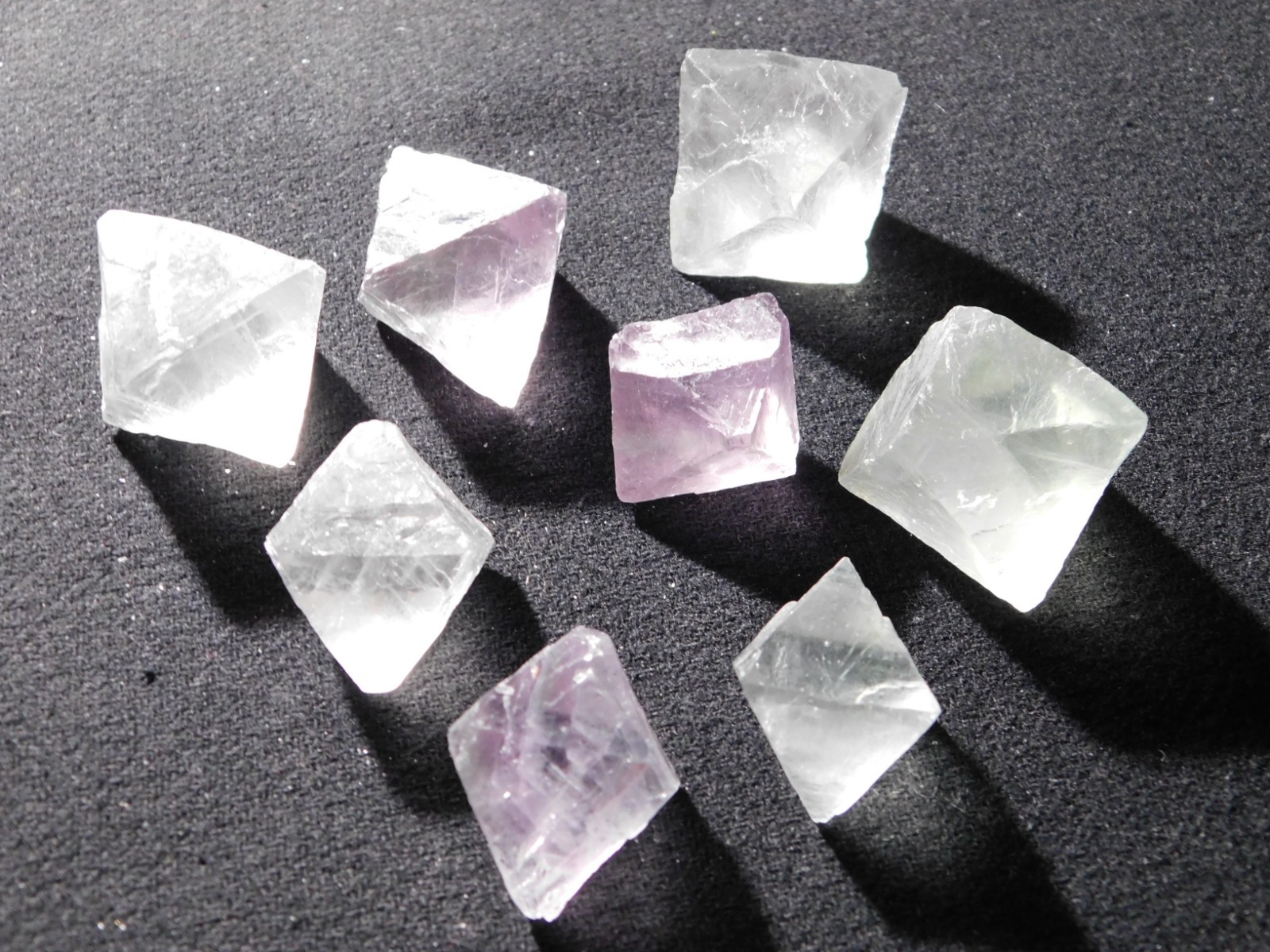 Big Lot of EIGHT! Translucent Octahedron FLUORITE Crystals From China 292gr