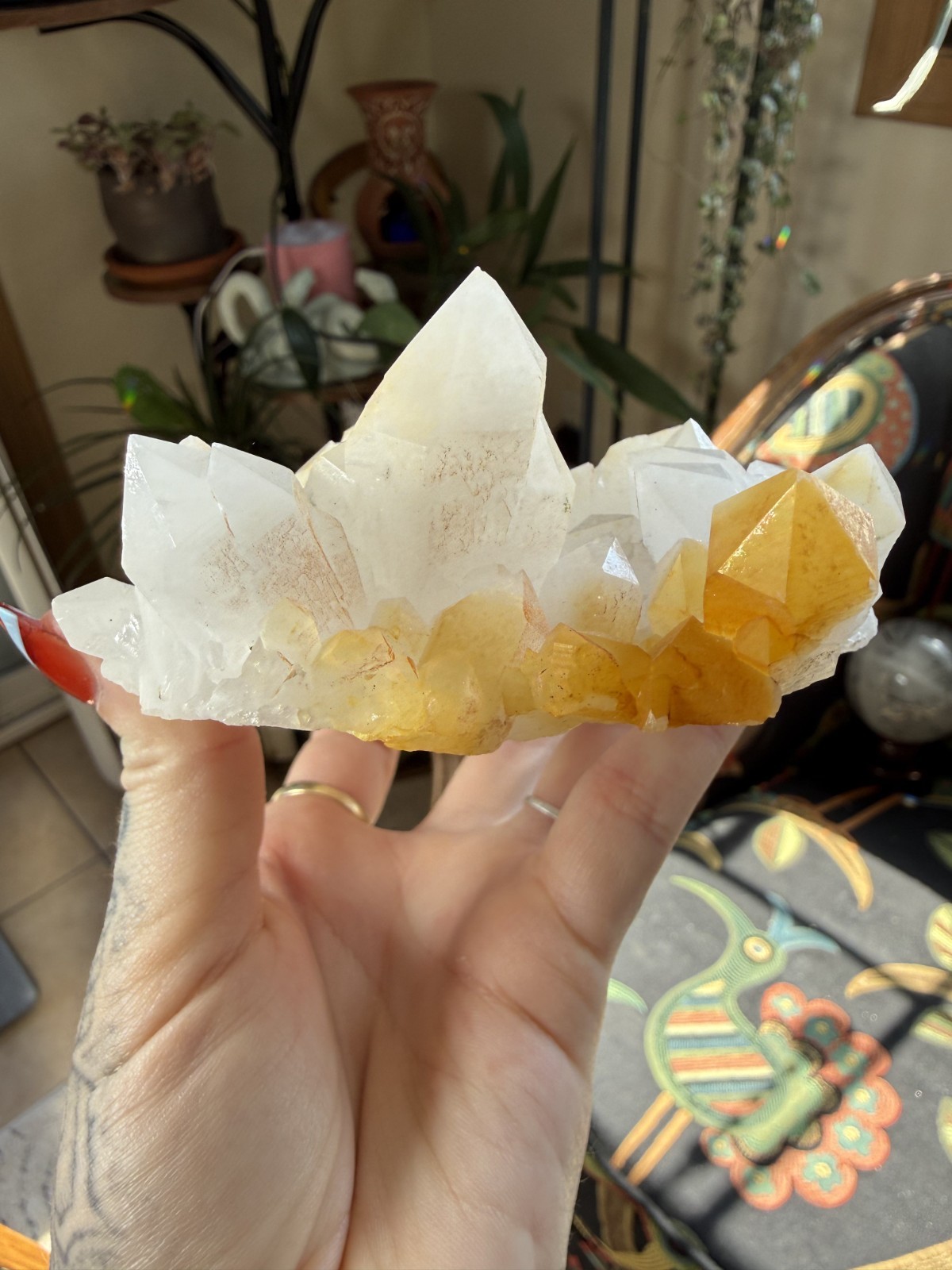 Mango Quartz Crystal Specimen – White Quartz with Bright Yellow Inclusions – 1.1