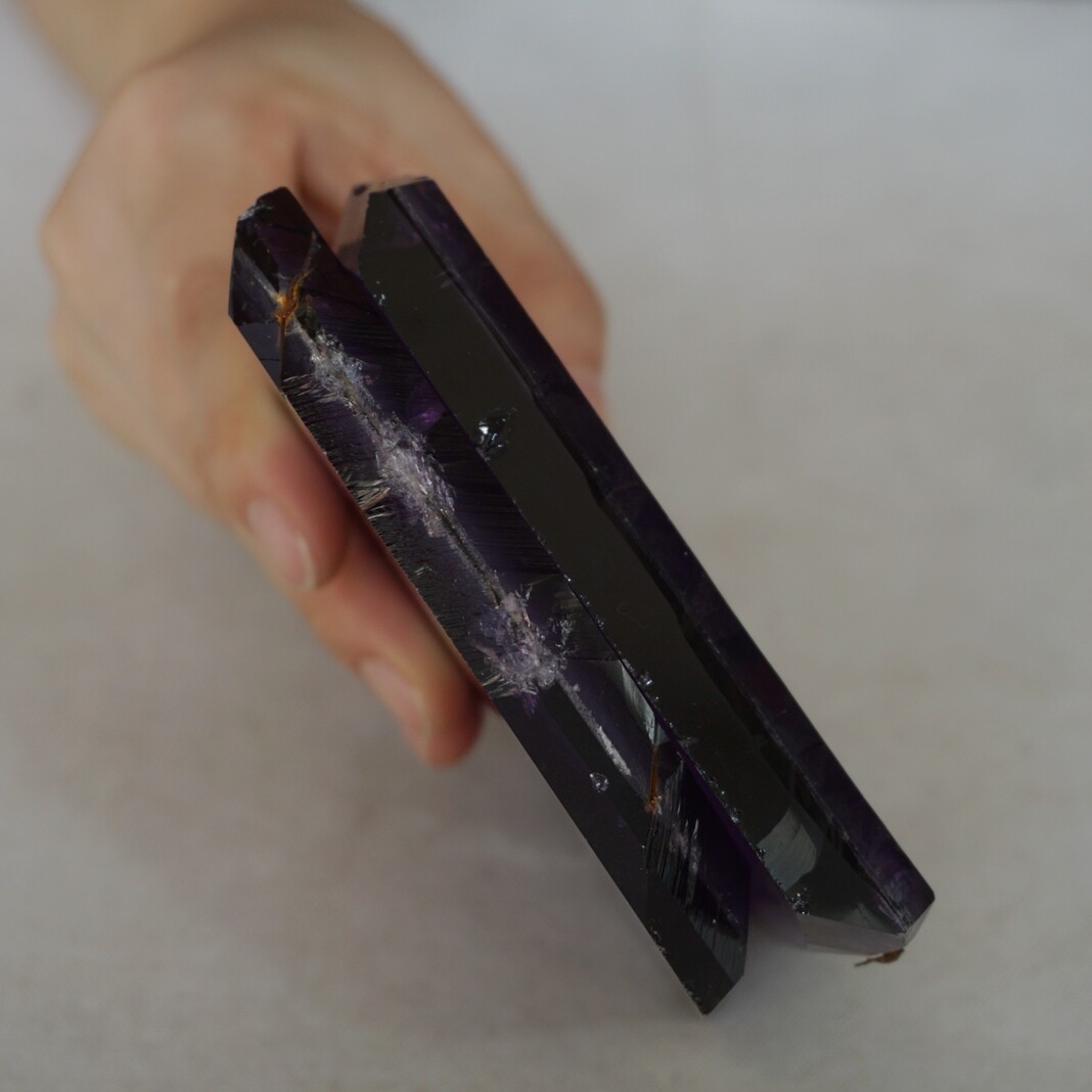 1.3LB 2Pcs PURPLE TRANSPARENT MAN-MADE LAB QUARTZ CRYSTAL BRICK MATERIAL China