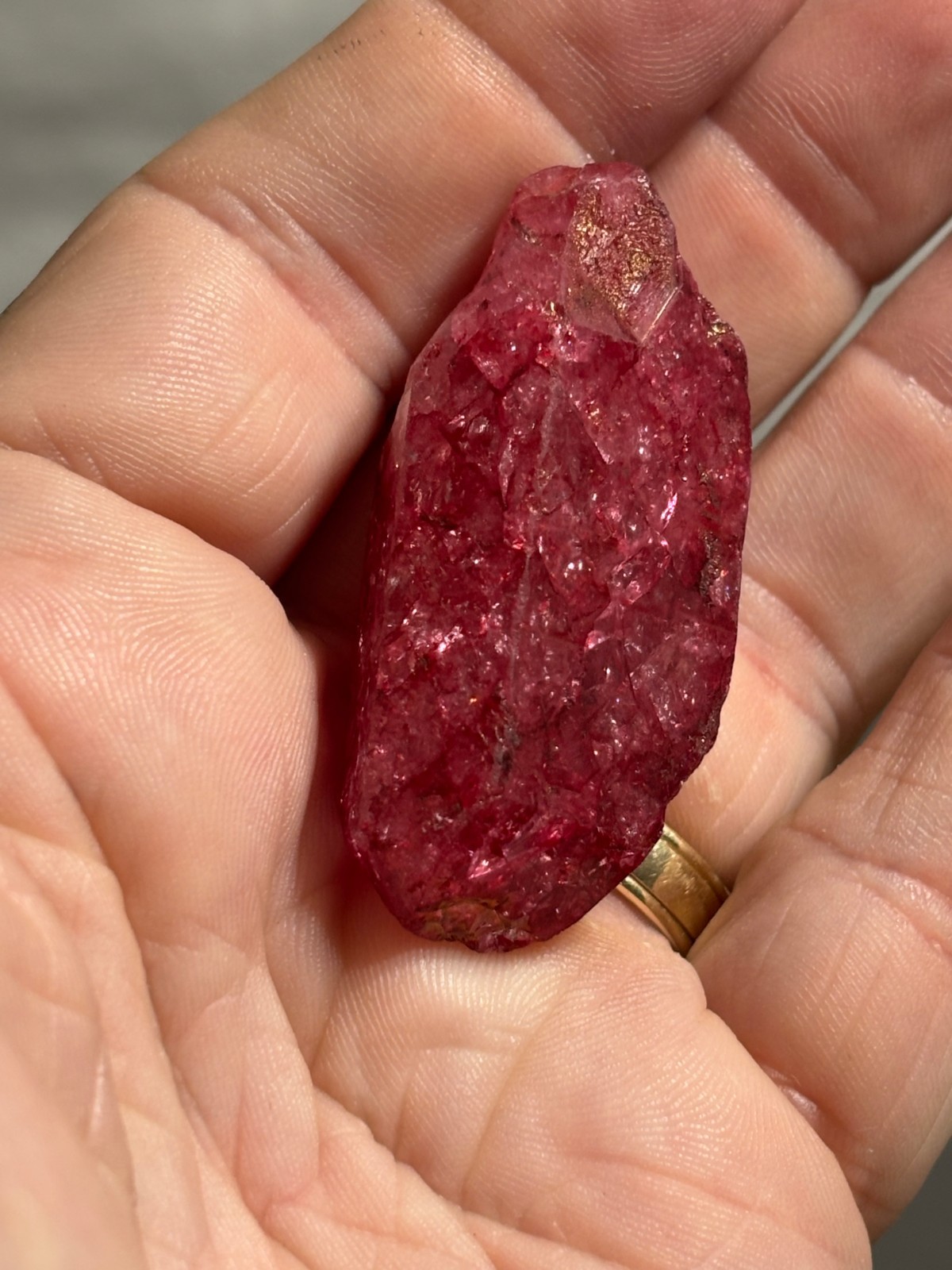 Dyed fractured Quartz crystal RUBY CORUNDUM ?? Wicca Pagan Mystic OCCULT
