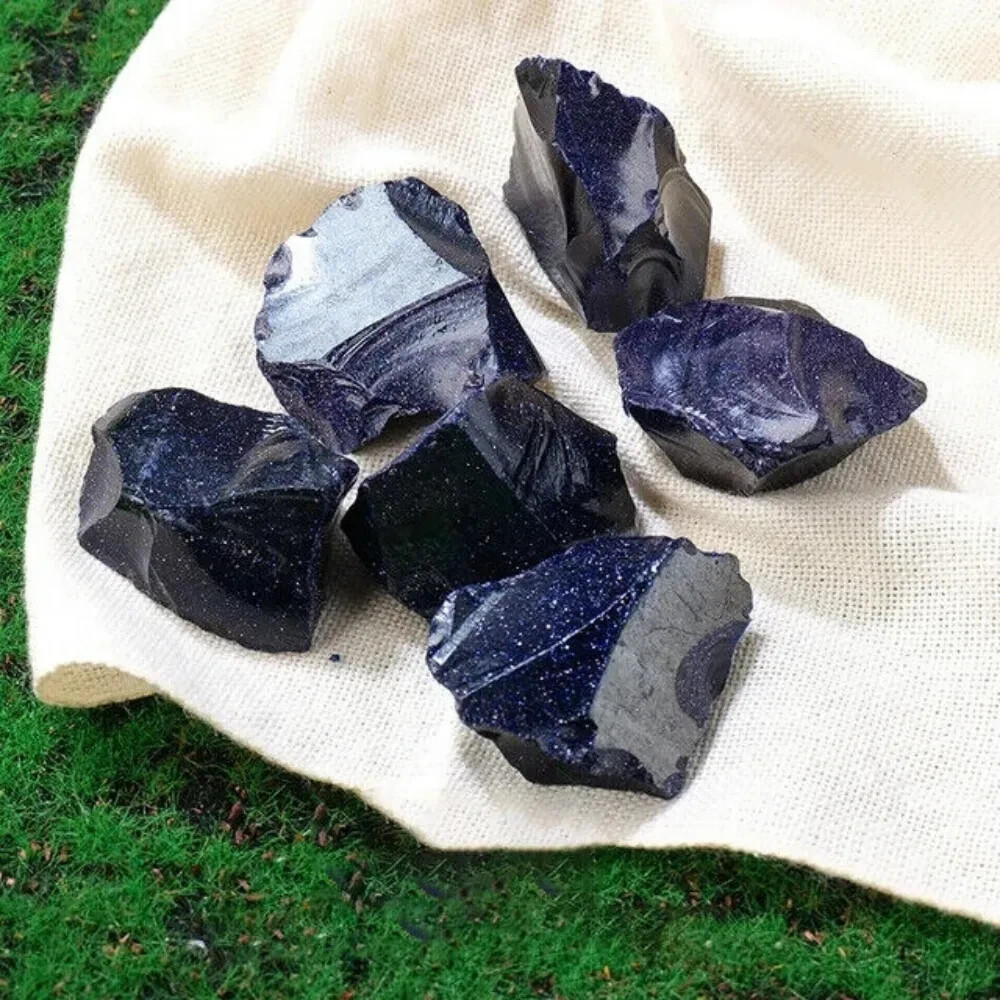 3Pcs Blue Goldstone Raw Stone Crystal Mineral Specimen Healing Energy Reiki Gift