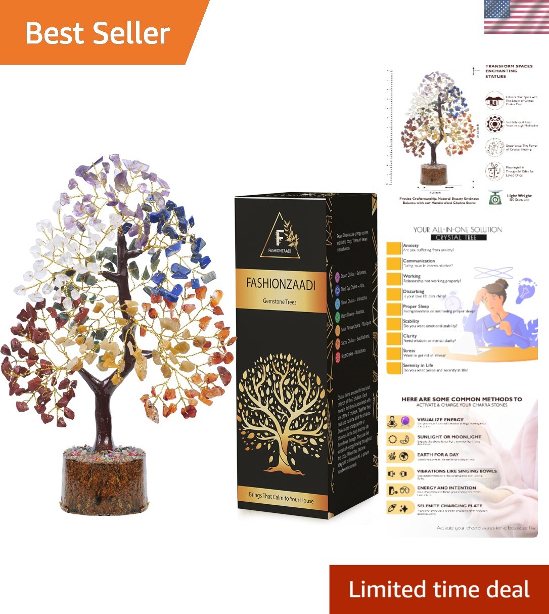 Chakra Tree of Life Crystal Decor – Vibrant Gemstone Gifts for Women’s Occasions