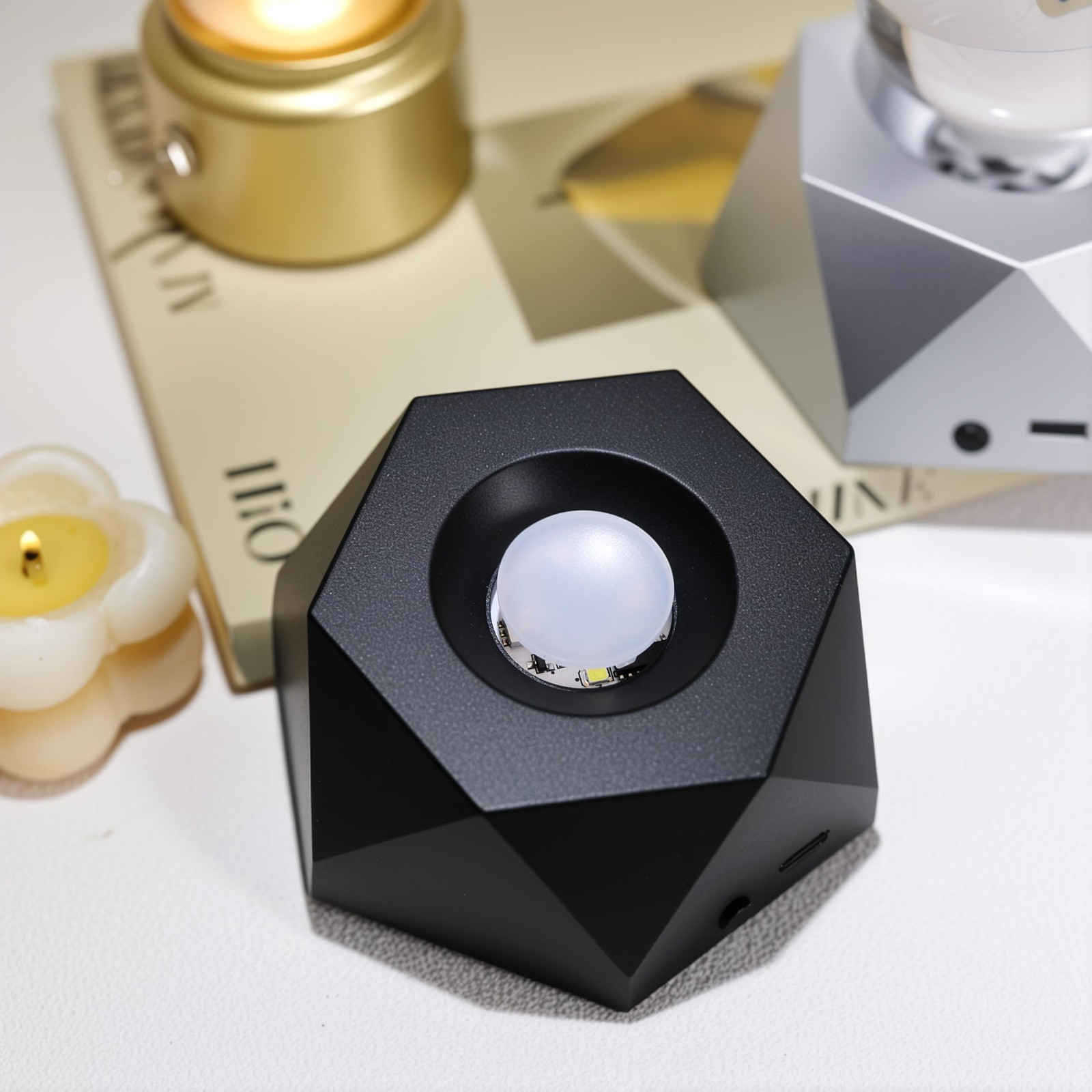 LED Light Base for Crystal Ball Rotating Display Stand Glass Art Black