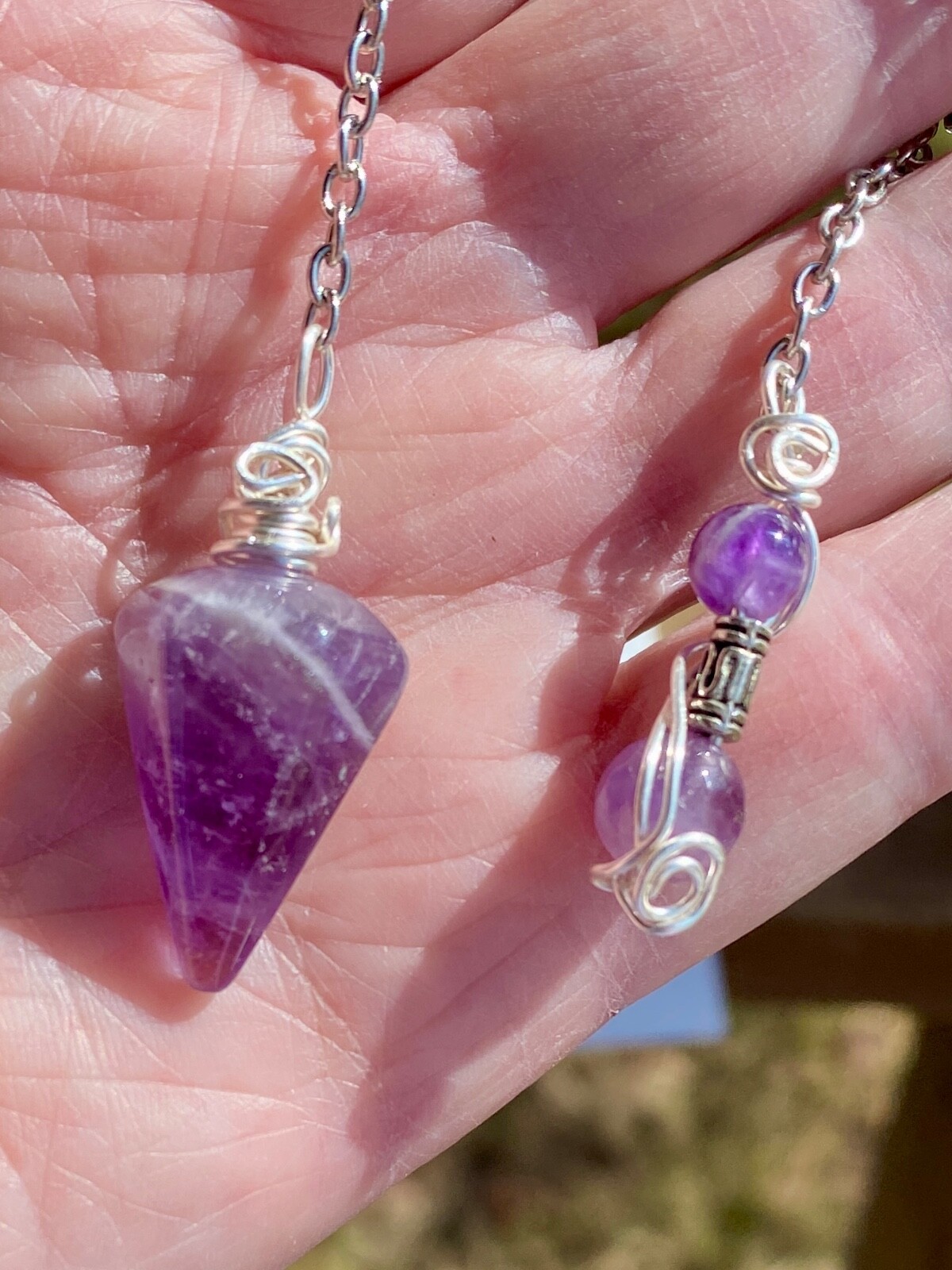 REIKI AMETHYST RID NEG PENDANT PENDULUM CHARGED WICCA PAGAN DIVINATION SPELL
