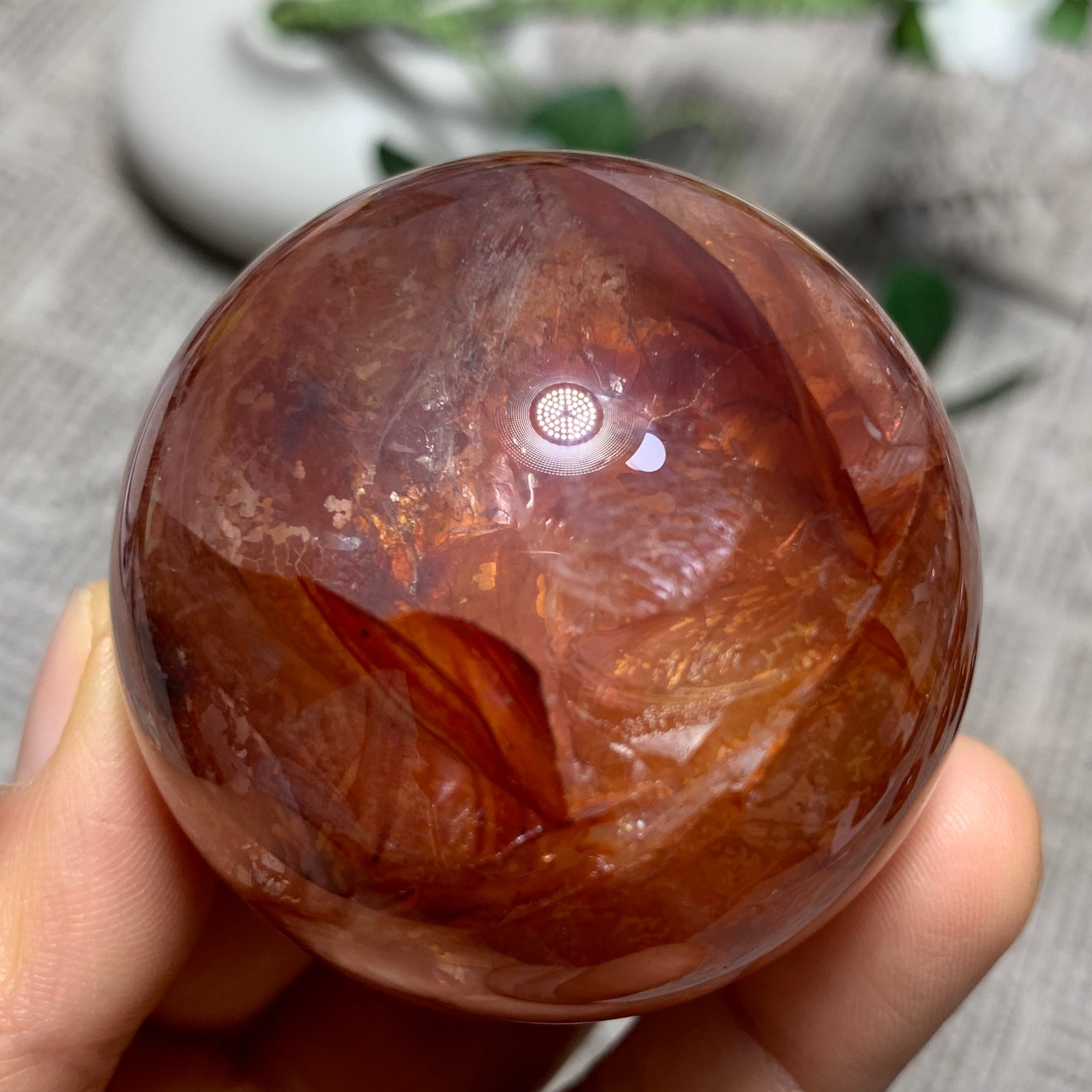 209g Natural Red Gum Flower Ball Crystal Sphere Specimen Energy Healing Reiki