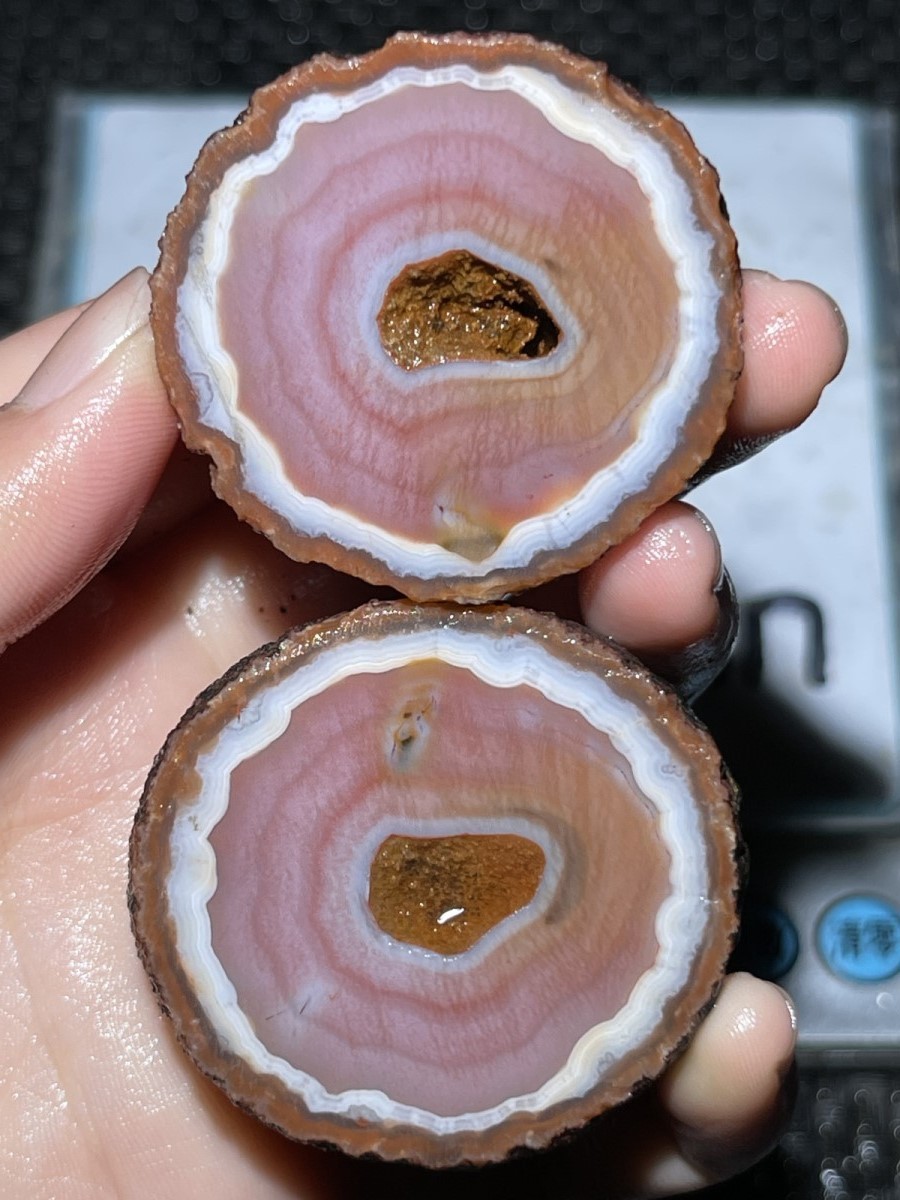1 Pair pink Rough Unpolished China Agate Nodule Xuanhua crystal 100g 86