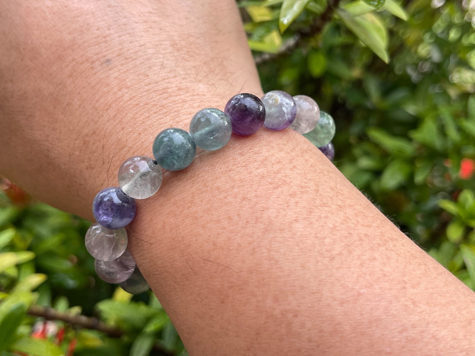 Grade A++ Fluorite Crystal Adjustable Bead Bracelet 10mm, Genuine Gems Bracelet