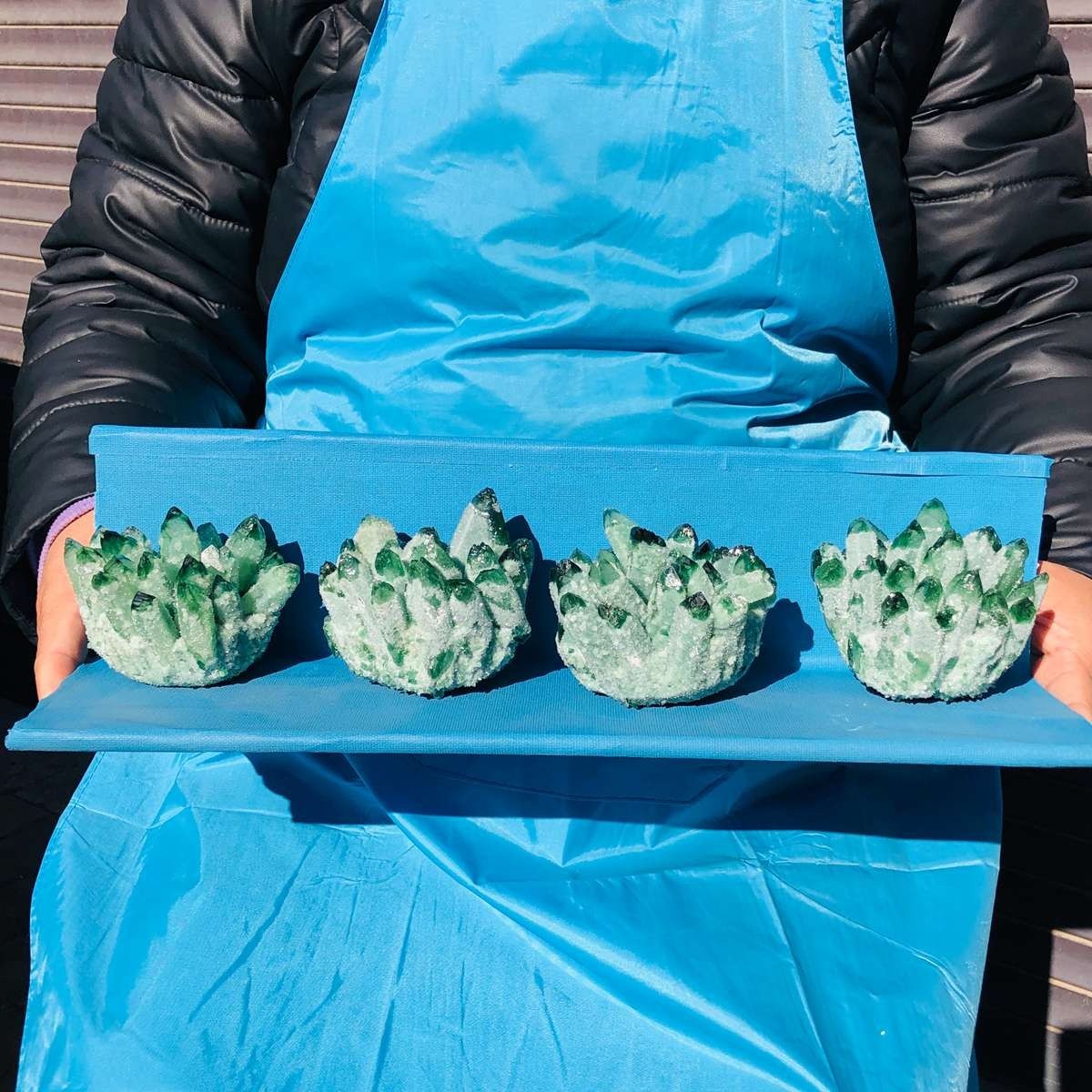 4 piece Lab-Grown Green Crystal Clusters Healing Energy Home Decor 3.8LB