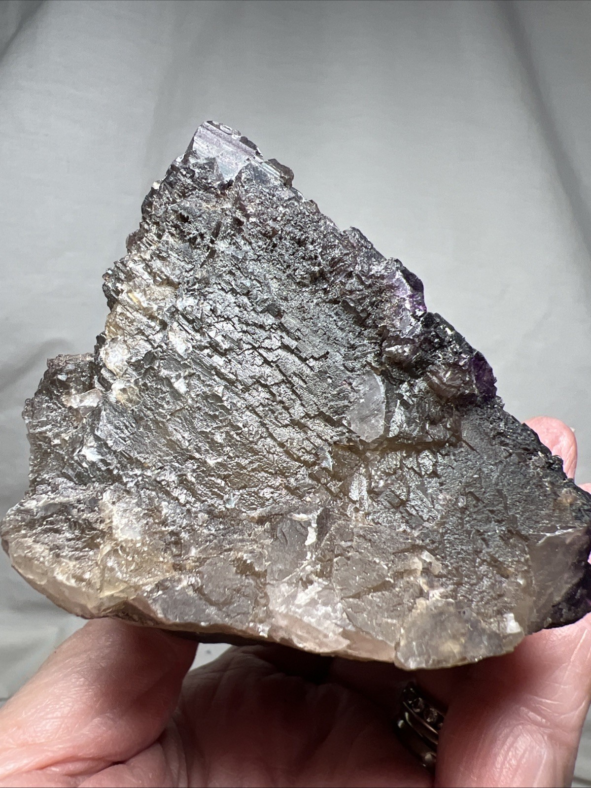 Purple / Black BEAUTIFUL Florite W/ Calcite Clusters. Perfect Cube Formations