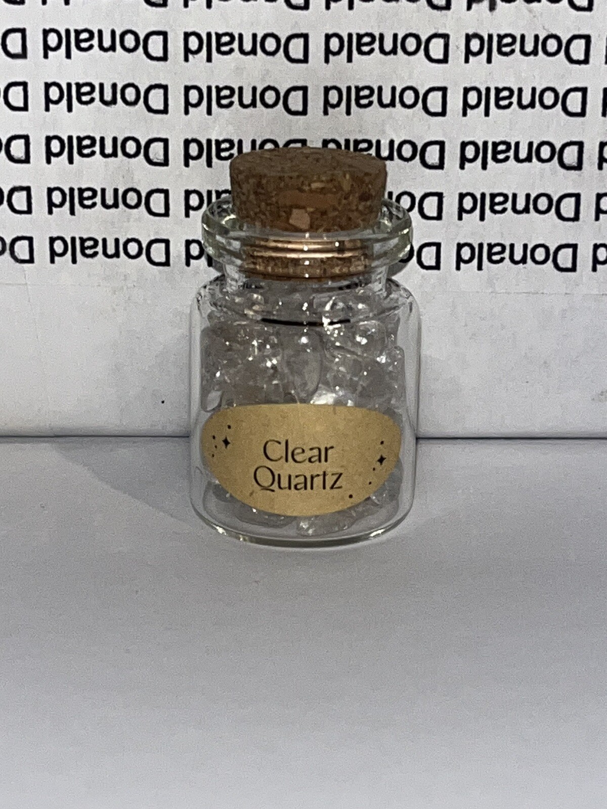 CLEAR QUARTZ Mini Cork Bottle, Chip Crystal Healing Tumbled Gem Stones