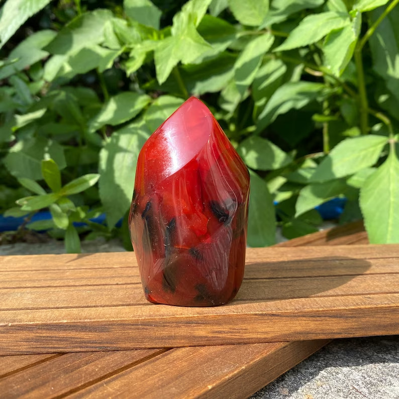 100g Carnelian Flame Tower Red Agate Stone Healing Crystal Mineral Home Decor