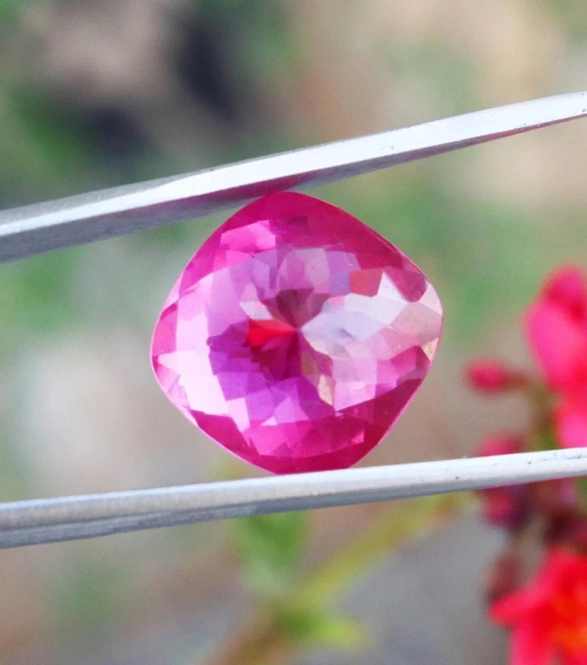 EGL Certified Natural Flawless Pink Sapphire 10.35 Ct Cushion Cut Loose Gemstone