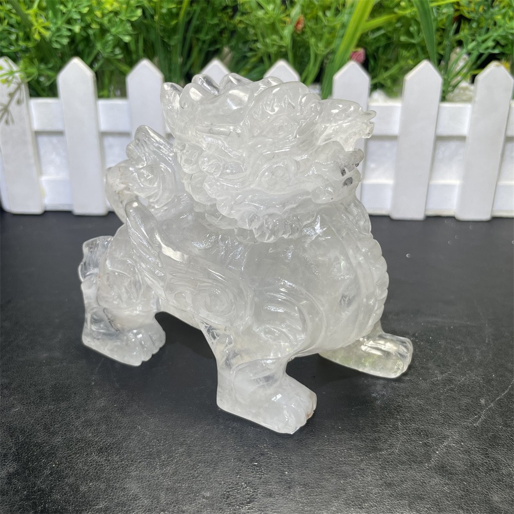 1.1LB 3.9″ Natural A+ Clear Quartz Qilin Crystal Quartz Reiki Gift Mineral Decor