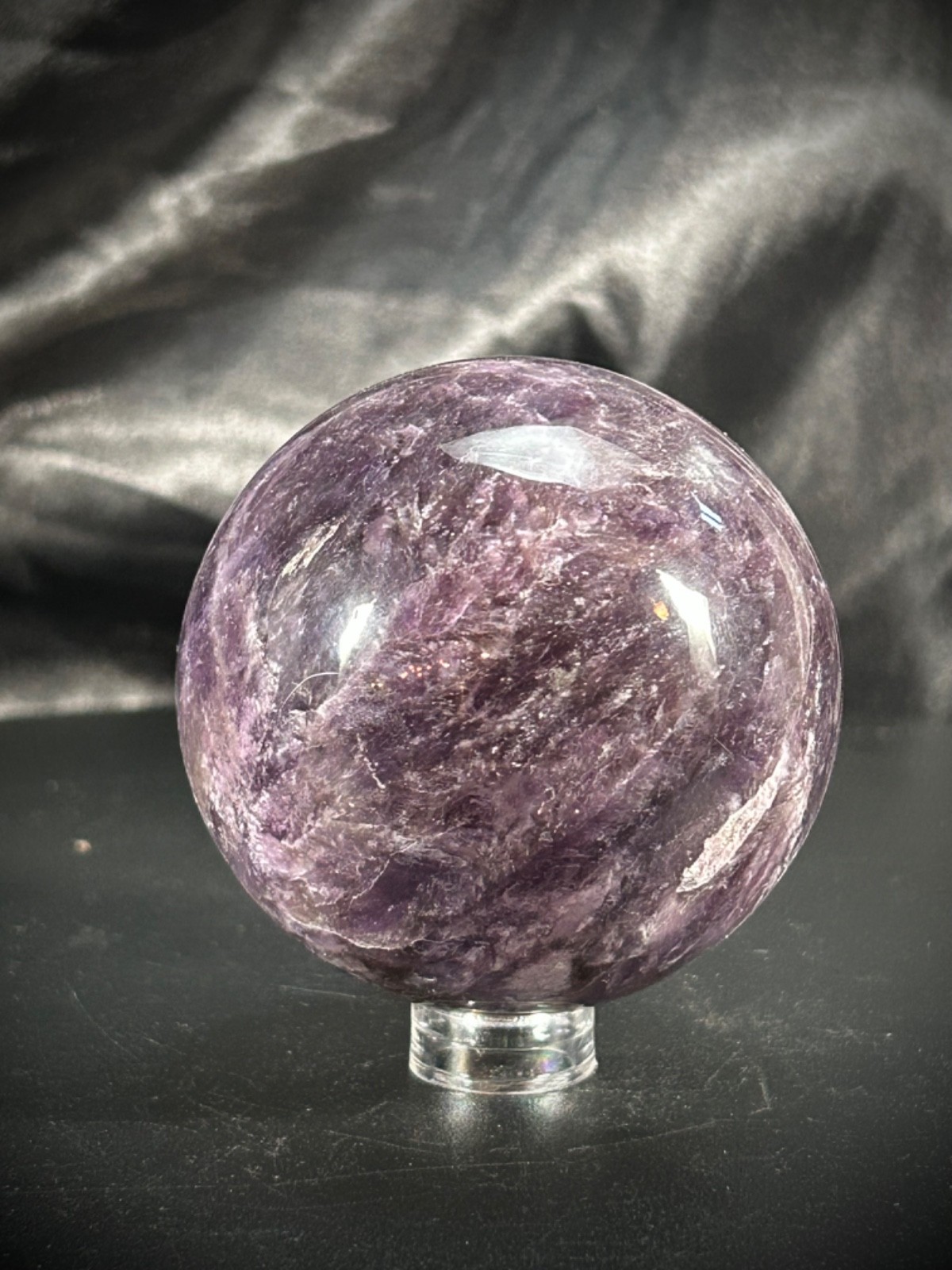 2.31″ Beautiful Amethyst Sphere With Acrylic Stand 9.9oz (282 grams)