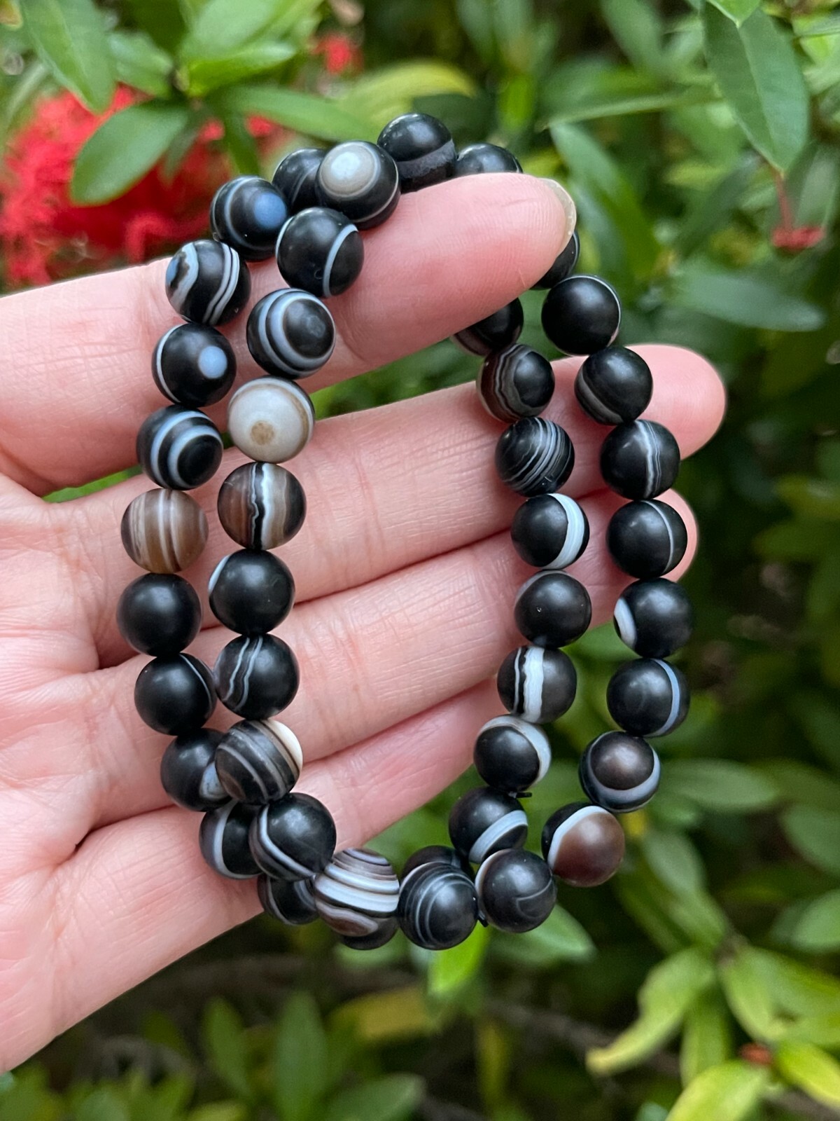 Grade A++ Banded Agate Matt Crystal Bead Bracelet 8mm, Genuine Gemstone Bracelet