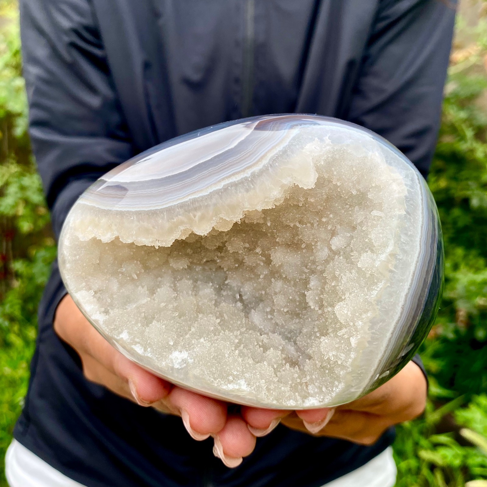 1.9LB Premium Natural Agate Geode Egg Polished Gemstone Egg Healing Mineral Disp