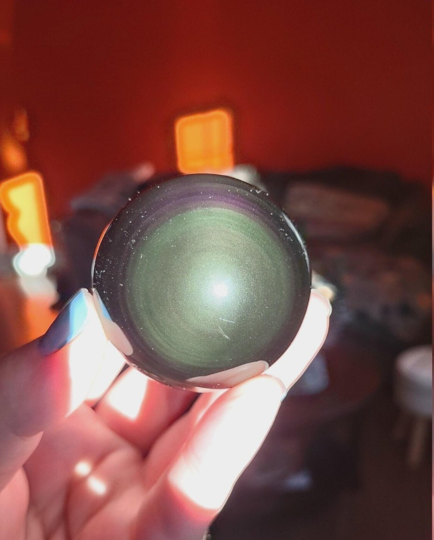 Rainbow Obsidian Orb, Black Obsidian With Stripes, The Support Crystal