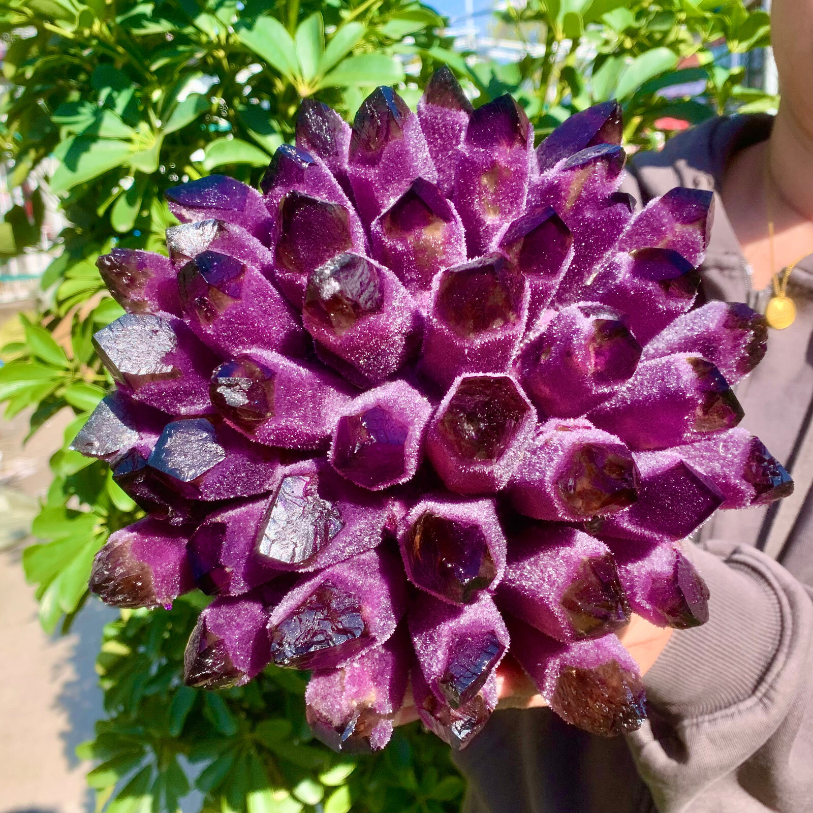 9.2LB Raw Dark Purple Phantom Amethyst Cluster Crystal Geode Specimens Ornament