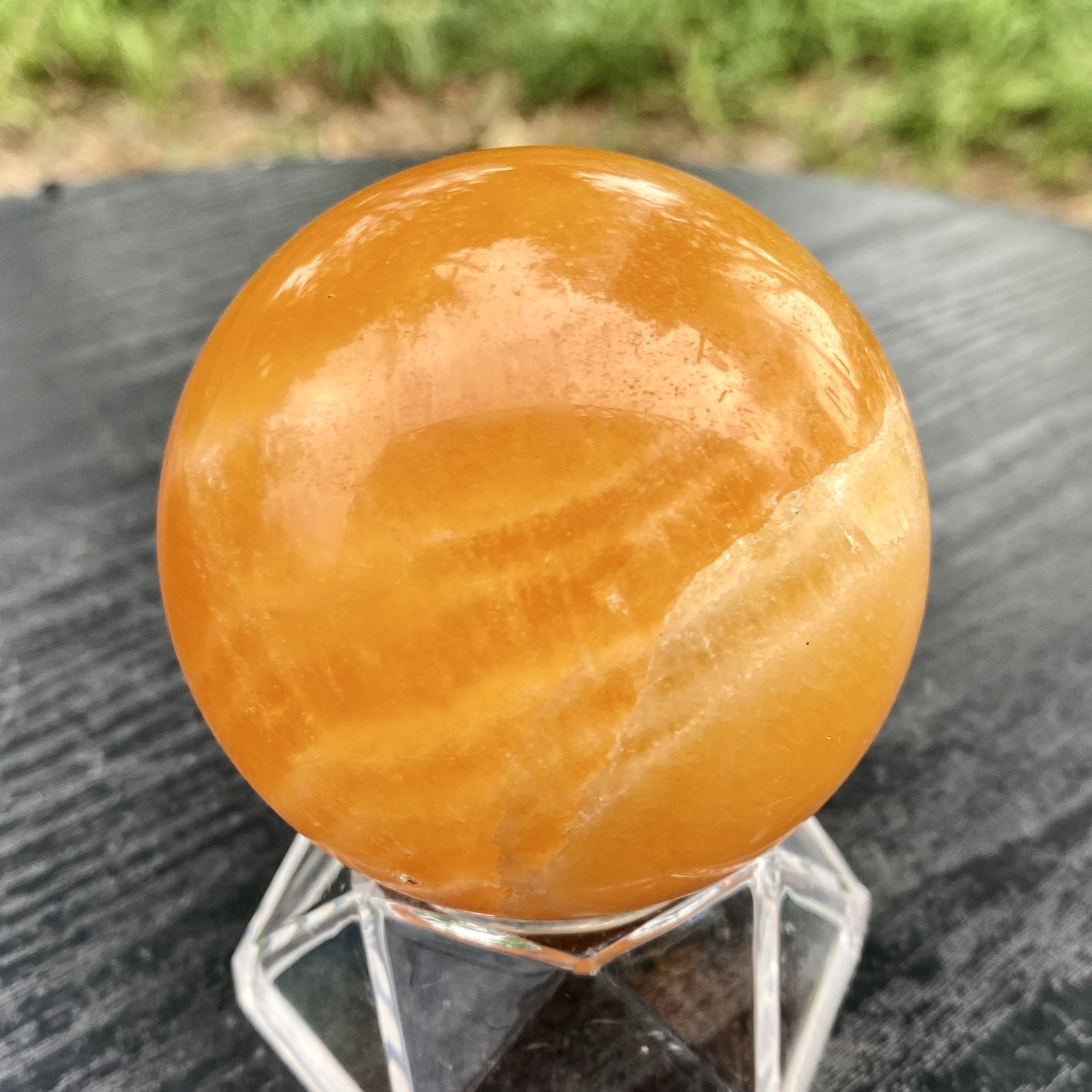 300G Natural zebra stone column /Yellow agate striped crystal ball Crystal decor