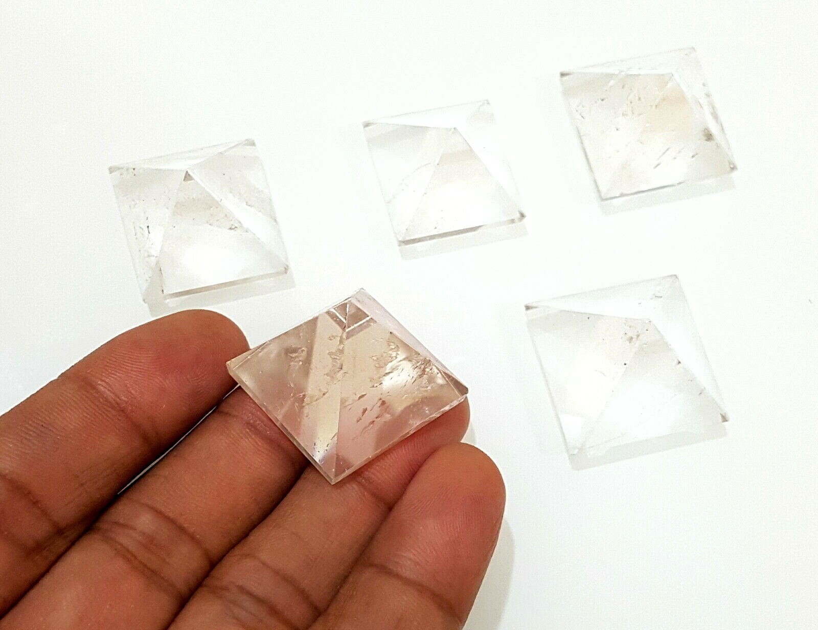 Lot of 5 Natural Crystal Quartz Pyramid Combo, Genuine Himalayan Crystal