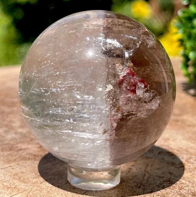 Bicolor Garden Quartz Sphere with Smoky Quartz Rare Collectors Crystal Gemstone