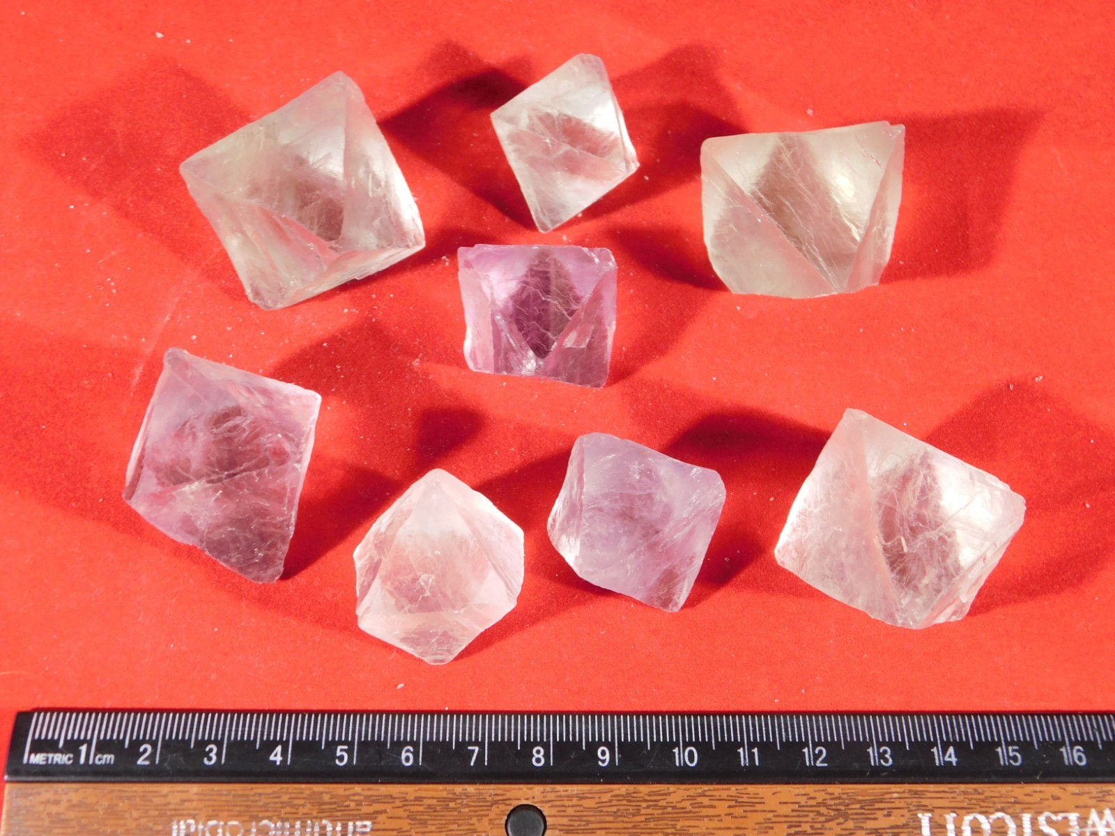 Big Lot of EIGHT! Translucent Octahedron FLUORITE Crystals From China 292gr