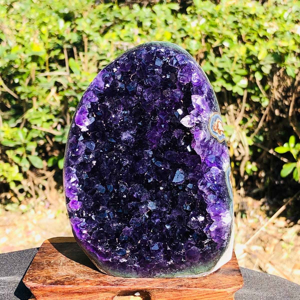 2piece Natural Crystal Amethyst Geode Wealth Attraction Collection 1.12+1.15kg