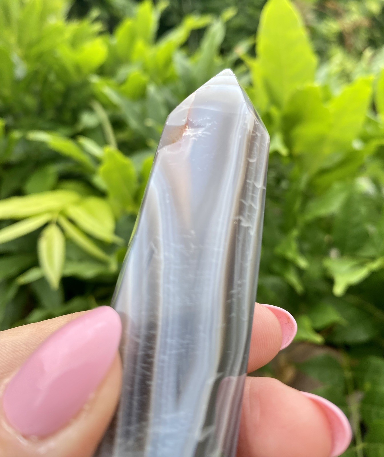 Crystal Orca Agate Tower Heal Meditate Black White Pattern Whale 82g 7.8cm H