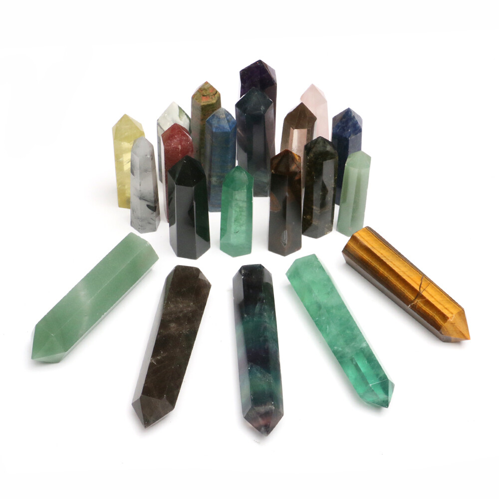 Natural Chakra Quartz Crystal Stone Point Wand Obelisk Tower Column Healing Rock