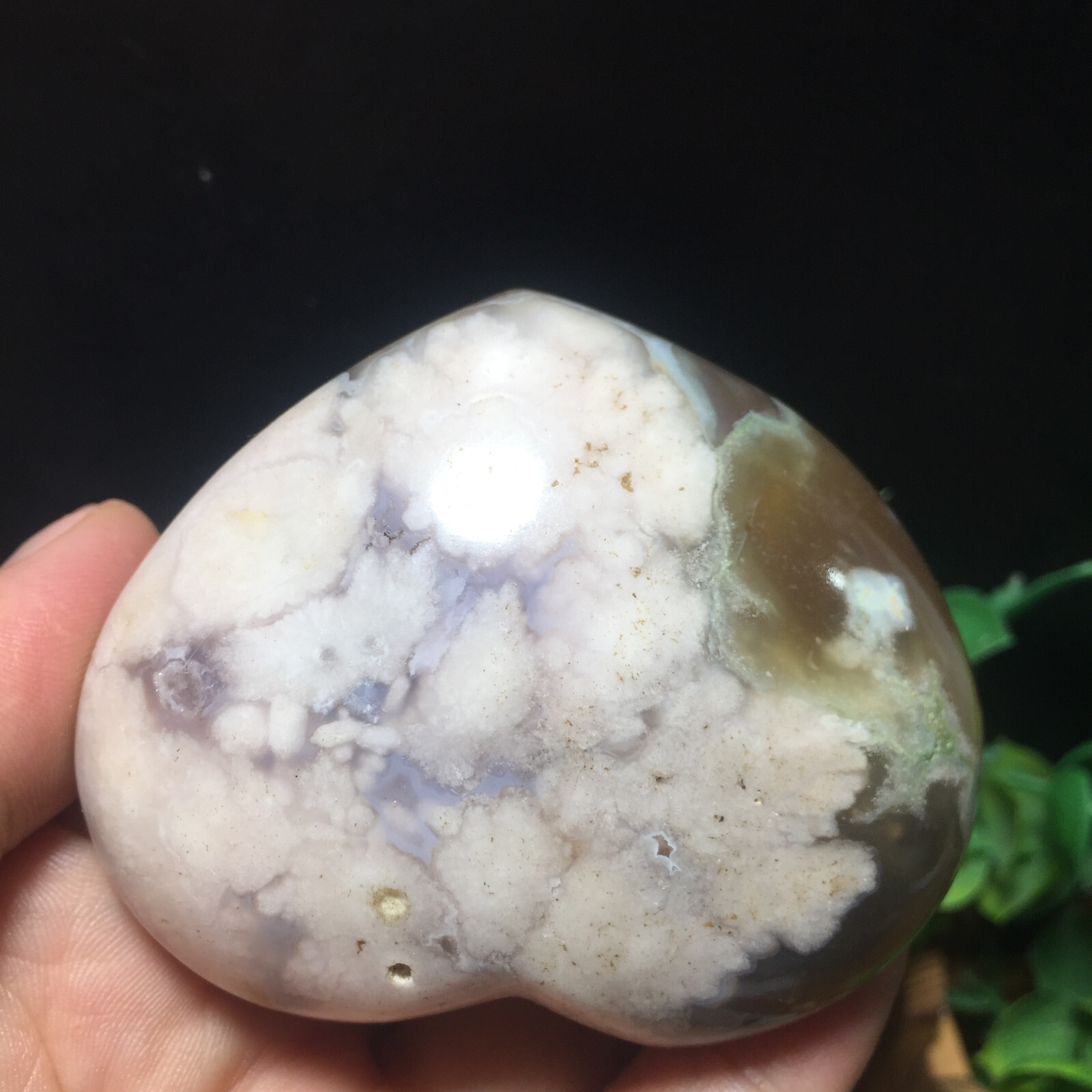 151g Natural Sakura Agate Heart Hand Carved Gift Healing 102