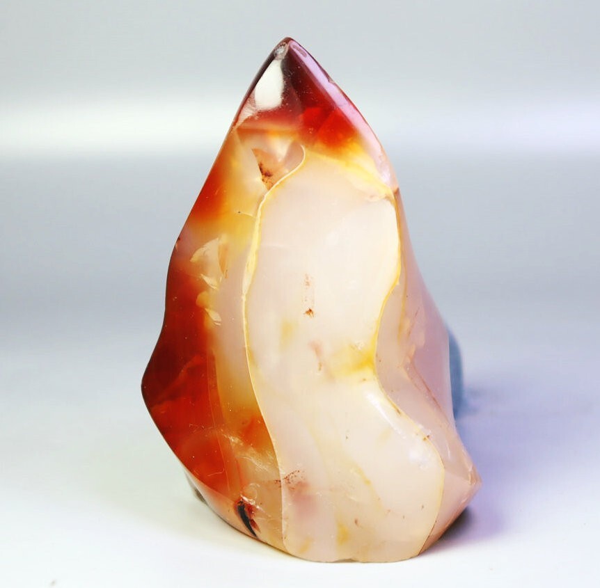 156g Natural Red Orange Carnelian Agate Quartz Crystal Flame Freeform Madagascar