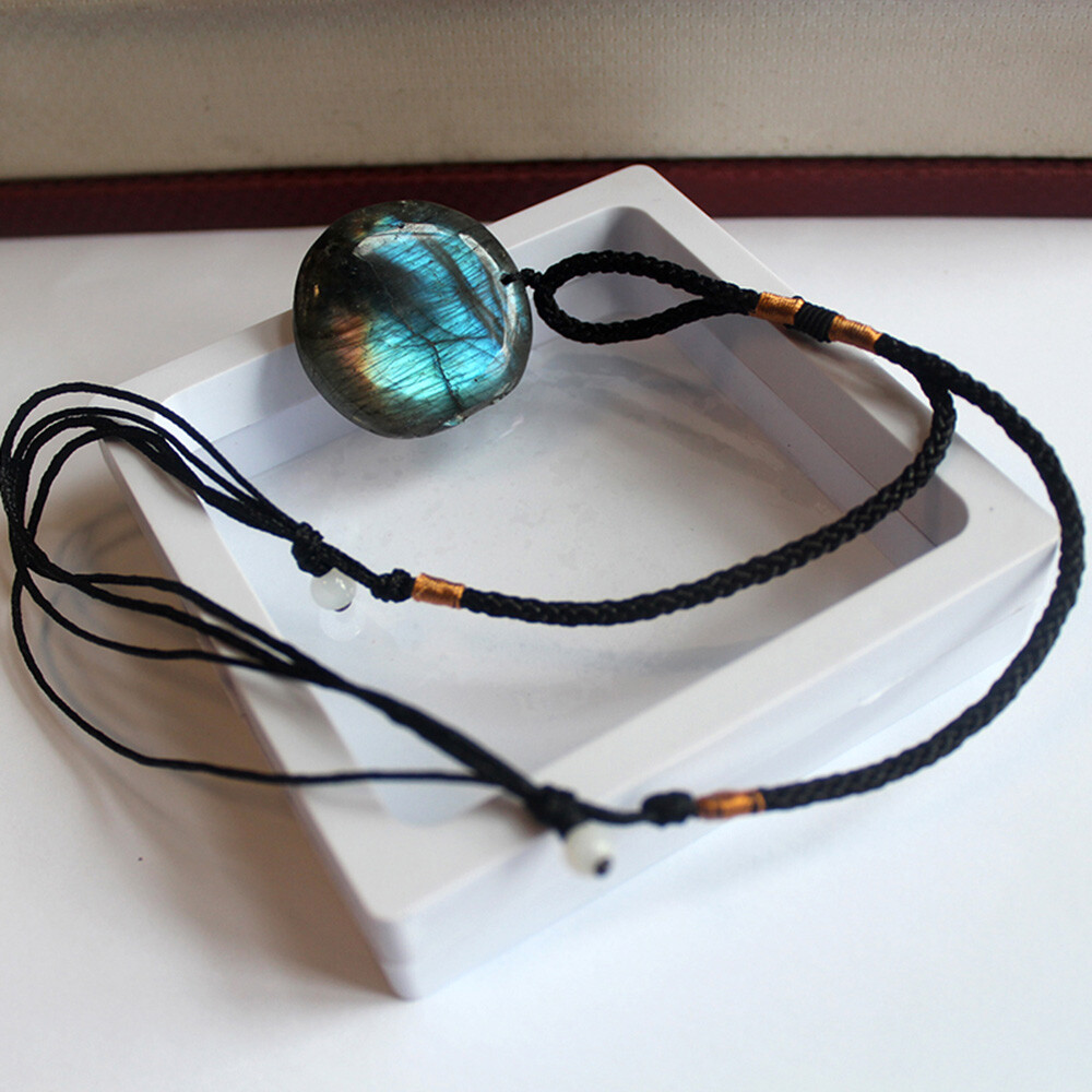 Delicate Natural Labradorite Pendant Crystal Necklace Healing Stone Necklace EOB