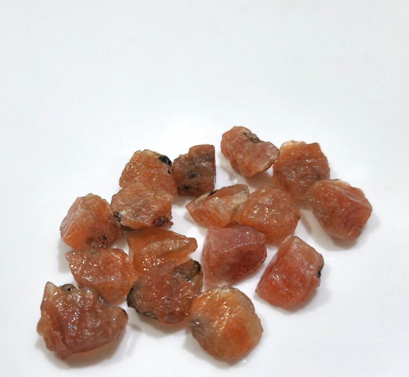 15 Pcs Lot Size 15-17 mm Stunning Orange Sunstone Raw Loose Gemstone For Jewelry