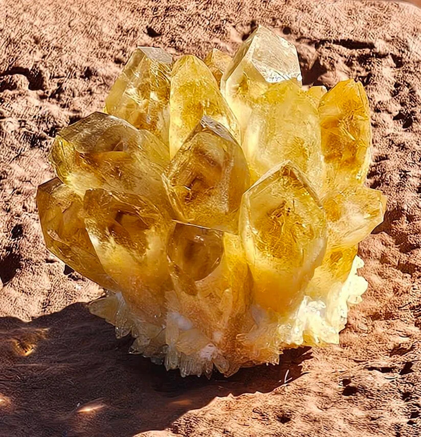 300G Large Citrine Quartz Geode Quartz Cluster Crystal Healing Reiki Home Decor