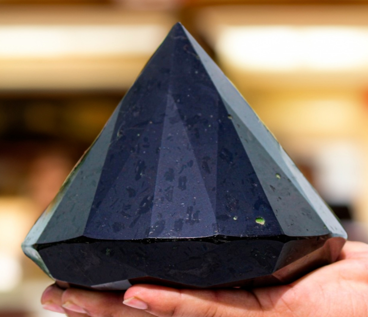 150MM Black Tourmaline Schorl Crystal David Hexagon Pyramid Diamond Antenna