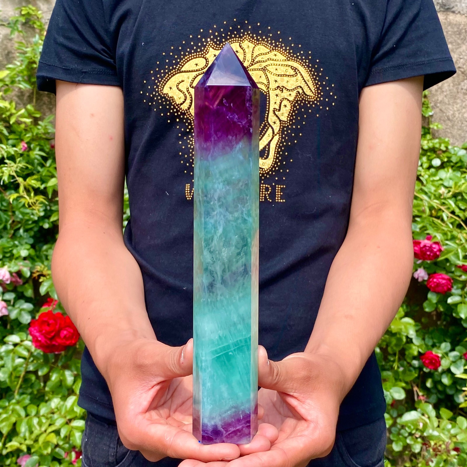2.1LB Natural unique colored fluorite pillar quartz crystal sample