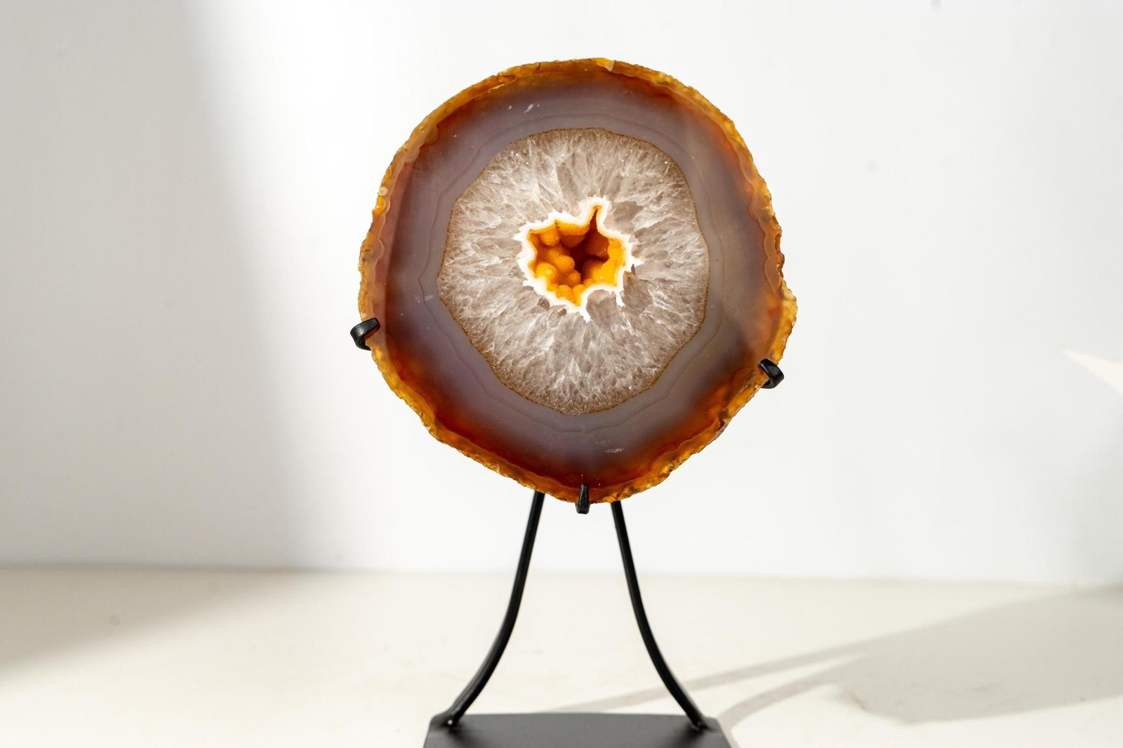 Rare Lace Agate Geode with Golden Yellow Galaxy Druzy, 6.2 Lb.