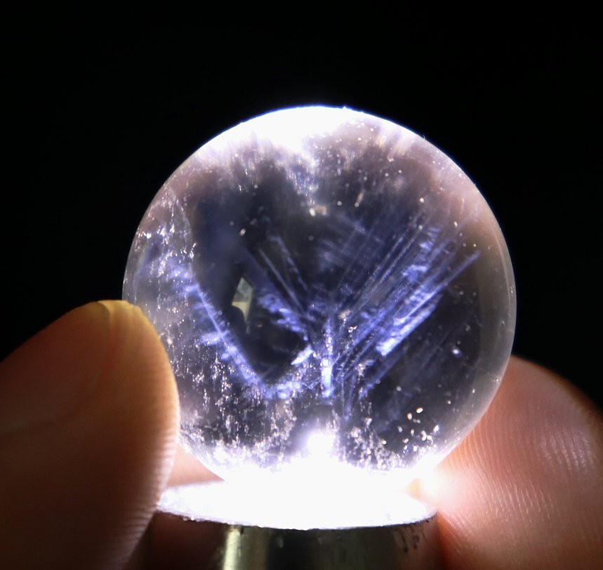 26mm Natural Blue Angel Feathers Clear Quartz Crystal Stone Sphere Ball Healing