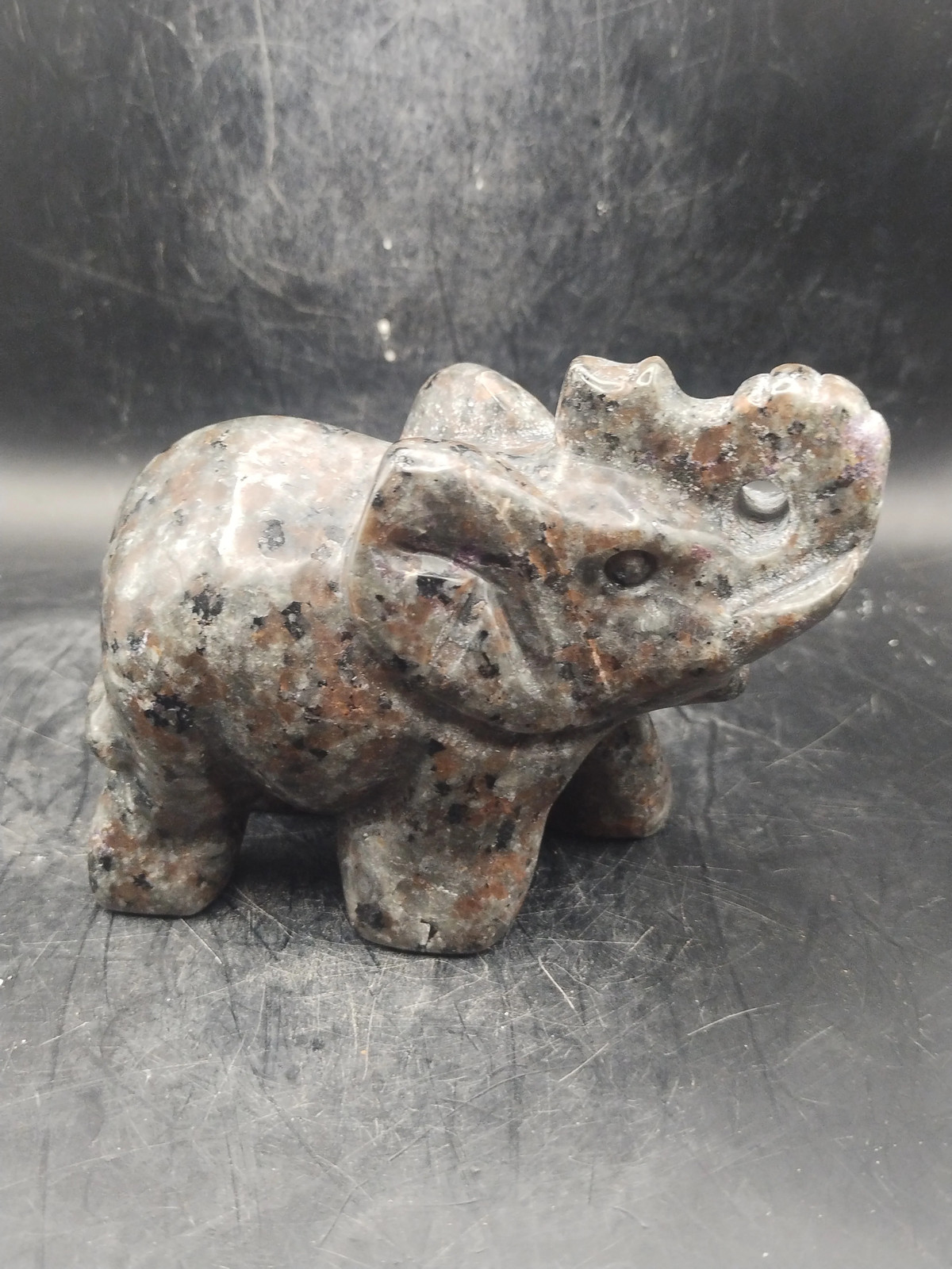 Flame stone “yooperlite” elephant! One pound, 4 inches long, 2″ wide