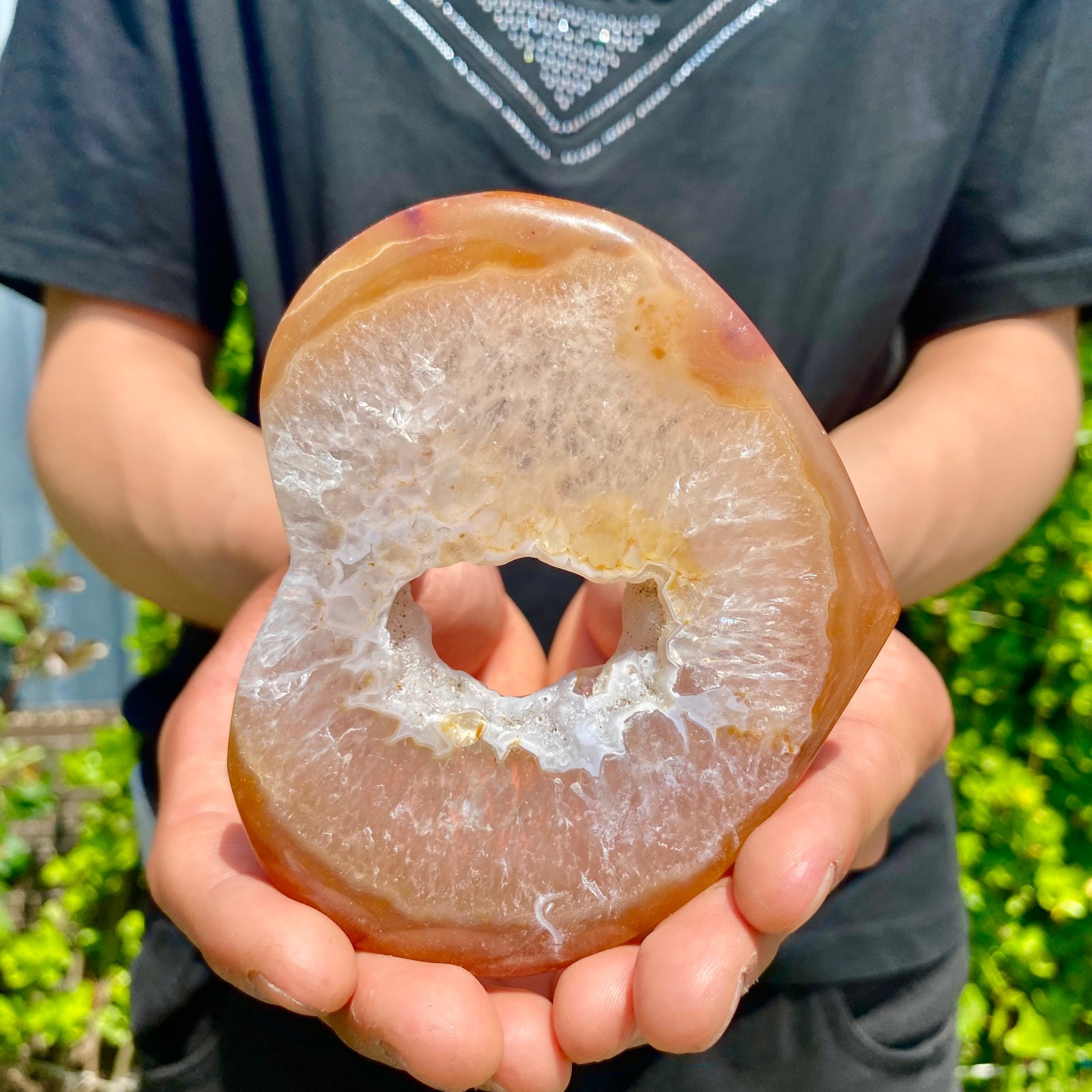 145G Natural Beautiful Agate Geode Druzy Slice ExtraLarge Gemstonev