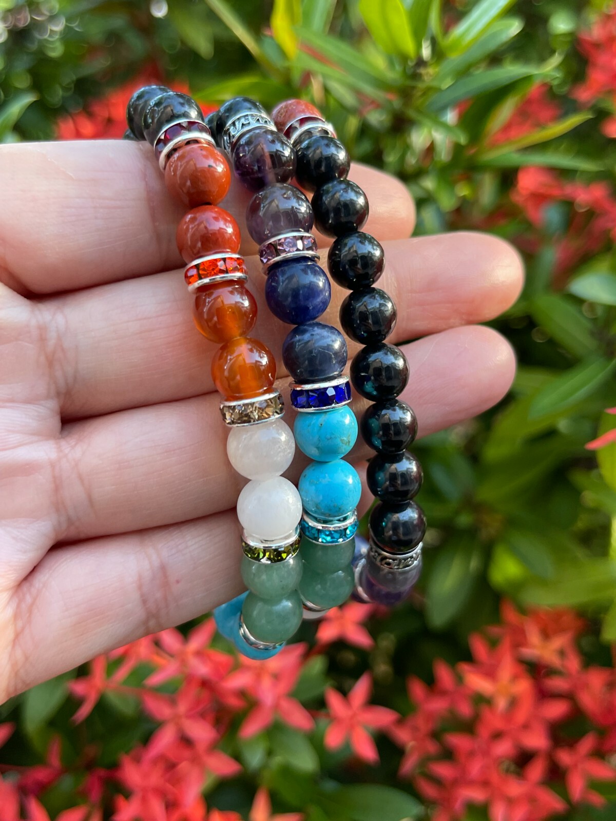 Genuine Stone & 7 Chakra Stones 8mm Bracelet For Men and Women
