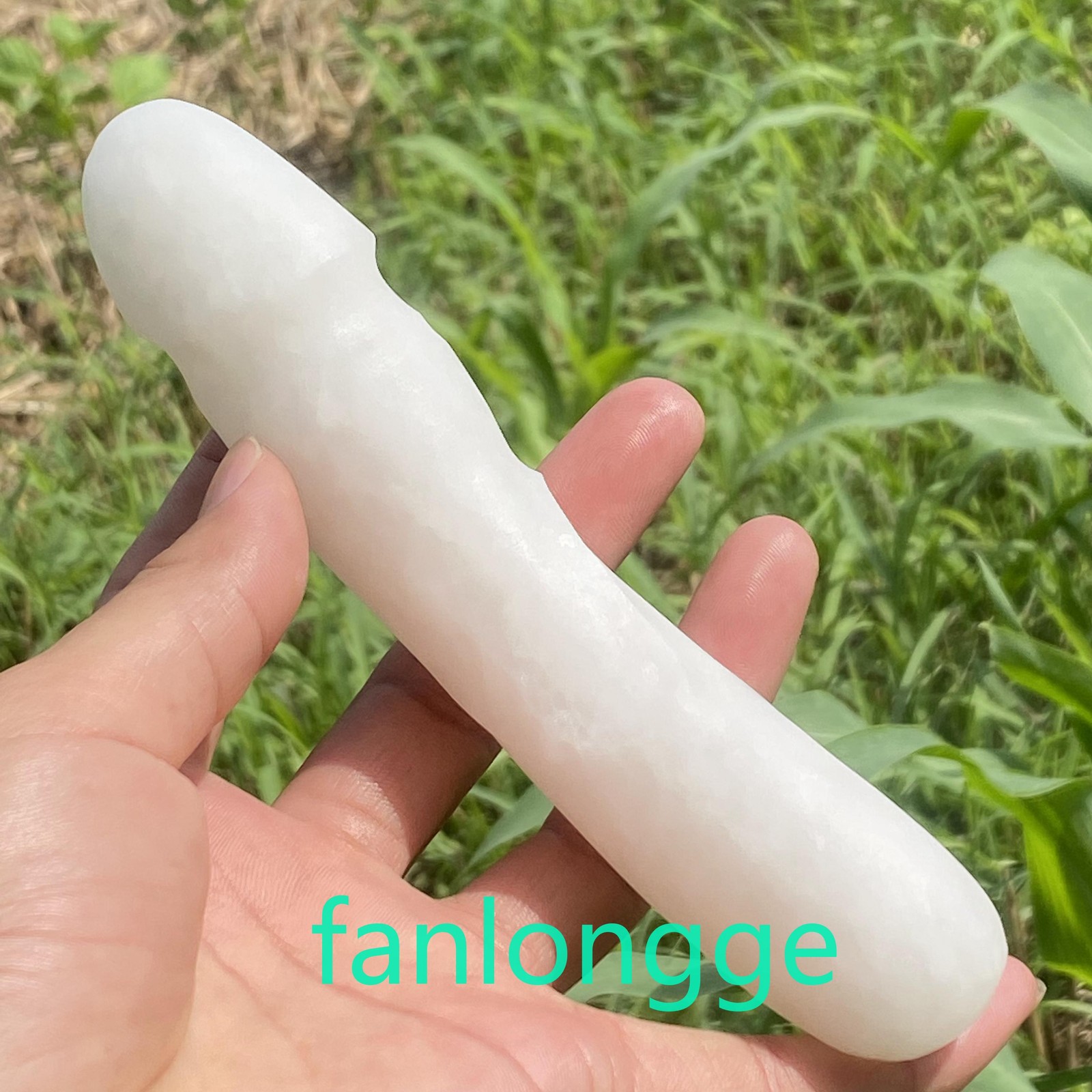 6in Natural White jade Male Penis Quartz Crystal Skull Massager scrub Gem 1PC