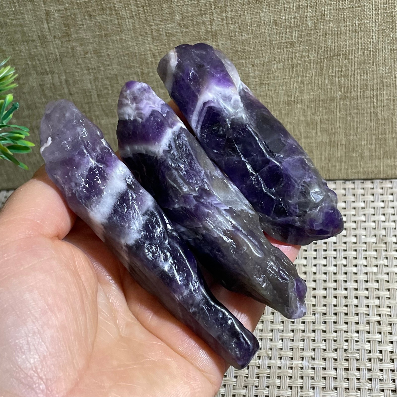 3pcs 198g Natural Dreamy Amethyst Crushed stone crystal Energy Mineral Specimen
